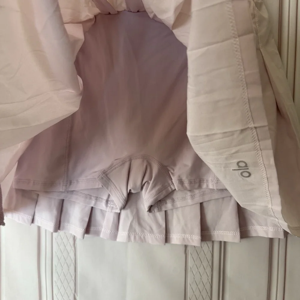 Alo Yoga Varsity Pleated Tennis Skirt Skort Womens Sz XXS Pink Sugar NWT